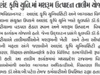 આણંદ કૃષિ યુનિ.માં મશરૂમ ઉત્પાદન તાલીમ યોજાઈ