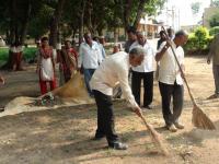 Dr. K. S. Prajapati was Cleaning Ground with Staff at Nawagam