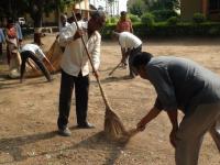 Dr. K. S. Prajapati was Cleaning Ground with Staff at Nawagam